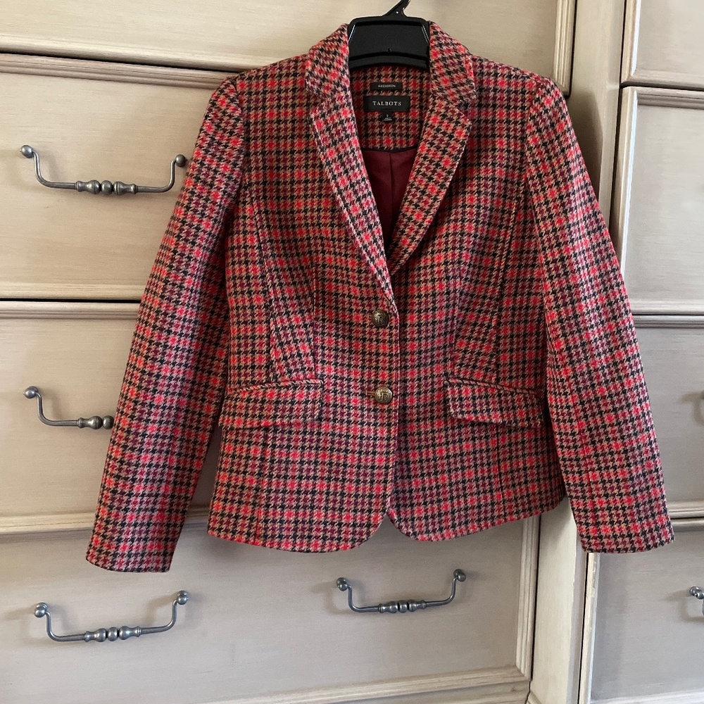Talbots Houndstooth Plaid wool Blazer/ Jacket
